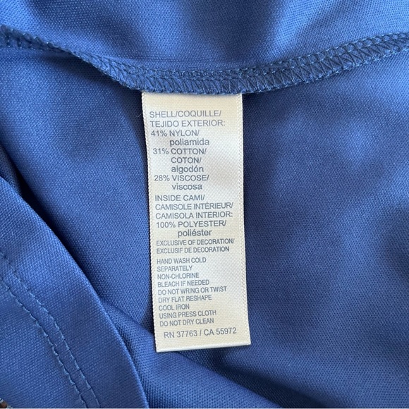 Blue lace blouse by Rafaela Size Medium. Like New 3/4 bell sleeve. - Picture 2 of 5